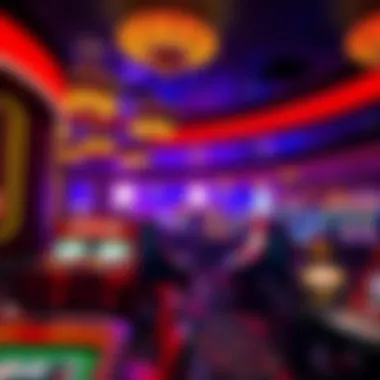 Interior of the casino highlighting gaming tables and vibrant atmosphere