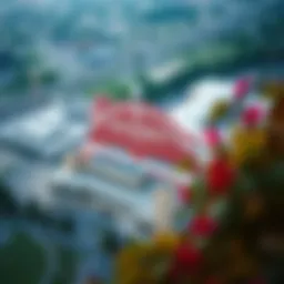 Aerial view of Aqueduct Racetrack showcasing its unique architectural design