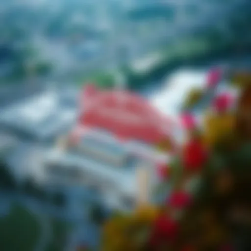 Aerial view of Aqueduct Racetrack showcasing its unique architectural design