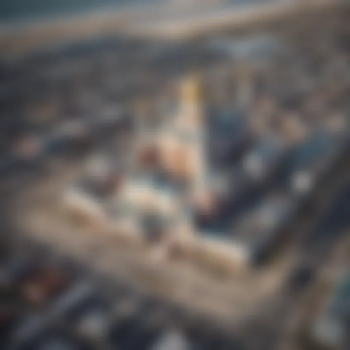 Aerial view of Atlantic City highlighting the location of the Taj Mahal Casino