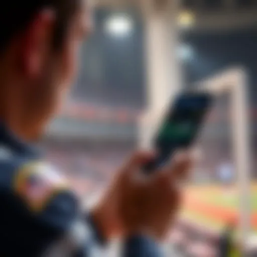 Engaging with Sports Betting Apps User engaging with a sports betting app on a smartphone