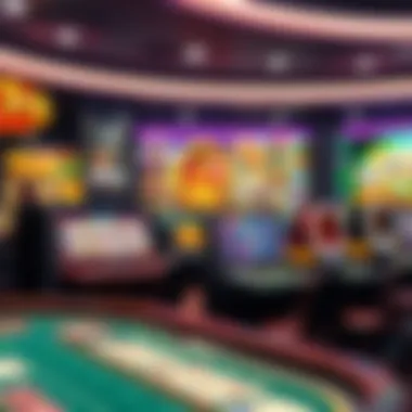 Virtual casino gaming interface showcasing a variety of slots and table games