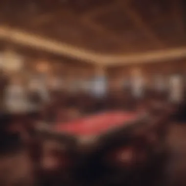Interior of a vintage casino showcasing classic gaming tables