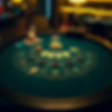 A detailed layout of a blackjack table highlighting its various sections and terms