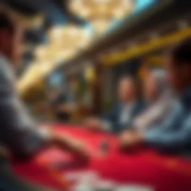 A strategic poker table scene with players deep in thought