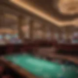 Elegant casino interior showcasing gaming tables