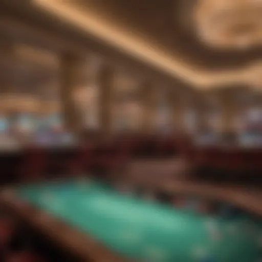 Elegant casino interior showcasing gaming tables