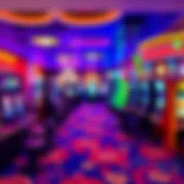 A vibrant gaming floor filled with slot machines and tables