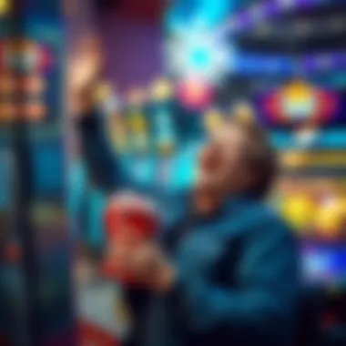 A successful player celebrating their win with a prize