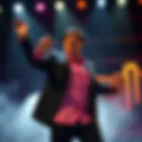 A captivating moment from Donny Osmond's Las Vegas performance showcasing his dynamic stage presence