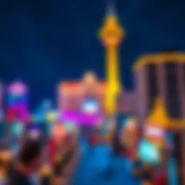 The vibrant backdrop of the Las Vegas Strip during one of Donny Osmond's live performances