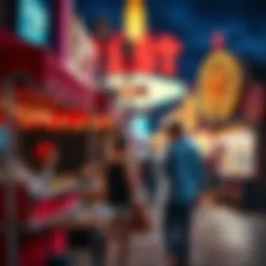 Charming local vendors setting up their booths during a free concert event in downtown Las Vegas.