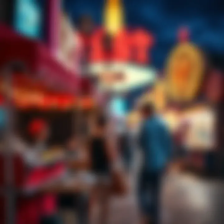 Charming local vendors setting up their booths during a free concert event in downtown Las Vegas.