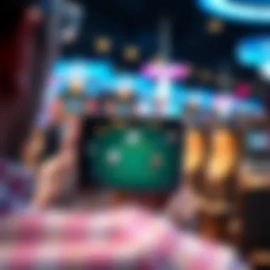 User Interaction with Blackjack Application User navigating through a blackjack application on a mobile device