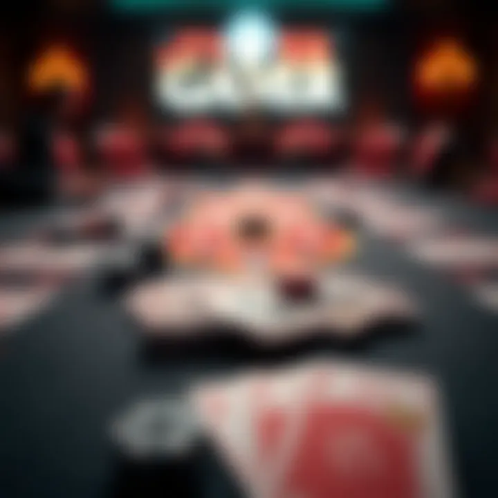 Strategic Card Game Setup Strategic cards laid out on a table for a card game