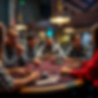 A diverse group of players engaged in a lively poker game.