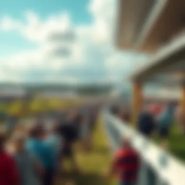 A panoramic view of the Newmarket Racecourse during a lively race day
