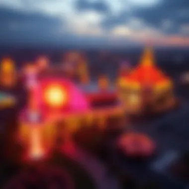 An aerial view of a vibrant Indian casino showcasing its architecture and surroundings