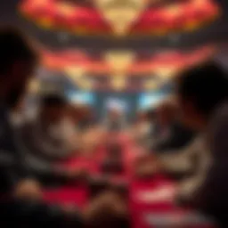 Exciting poker tournament atmosphere with players engaged