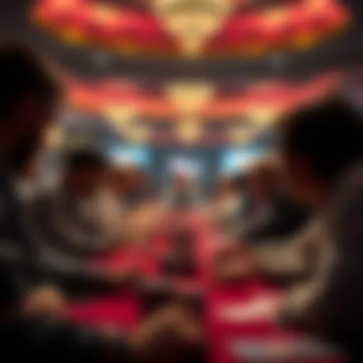 Exciting poker tournament atmosphere with players engaged