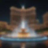 The iconic Bellagio fountain show at night