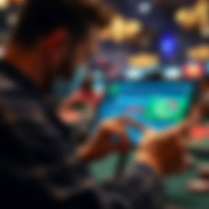 User engaging with an online betting platform on a tablet