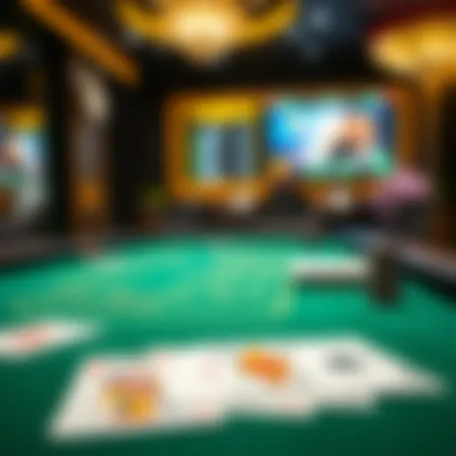 Digital Poker Experience A digital poker table featuring various card designs