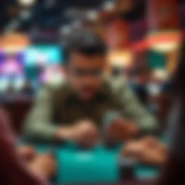 A strategic player analyzing their next move in a poker game