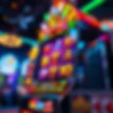 A colorful online slot machine interface showcasing vibrant graphics and themes