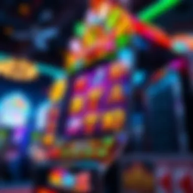 A colorful online slot machine interface showcasing vibrant graphics and themes