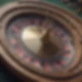 A close-up view of a roulette wheel with vibrant colors and intricate details.