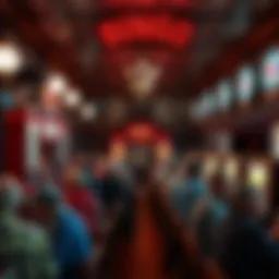 A vintage bingo hall filled with players engaged in the game