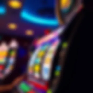 Close-up of a slot machine displaying colorful graphics