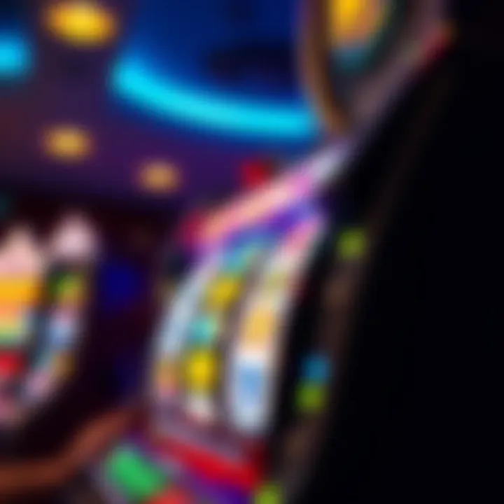 Close-up of a slot machine displaying colorful graphics