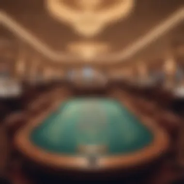 Interior of a luxurious casino showcasing gaming tables