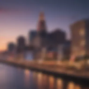 A scenic view of the Charleston skyline with casino lights at dusk