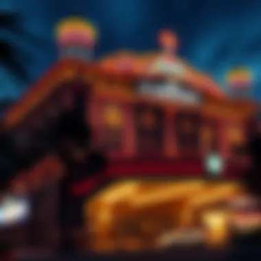 Elegant casino exterior illuminated at night