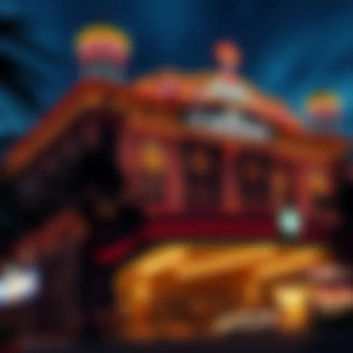 Elegant casino exterior illuminated at night