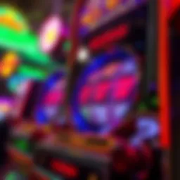 A vibrant slot machine display showcasing a spinning reel