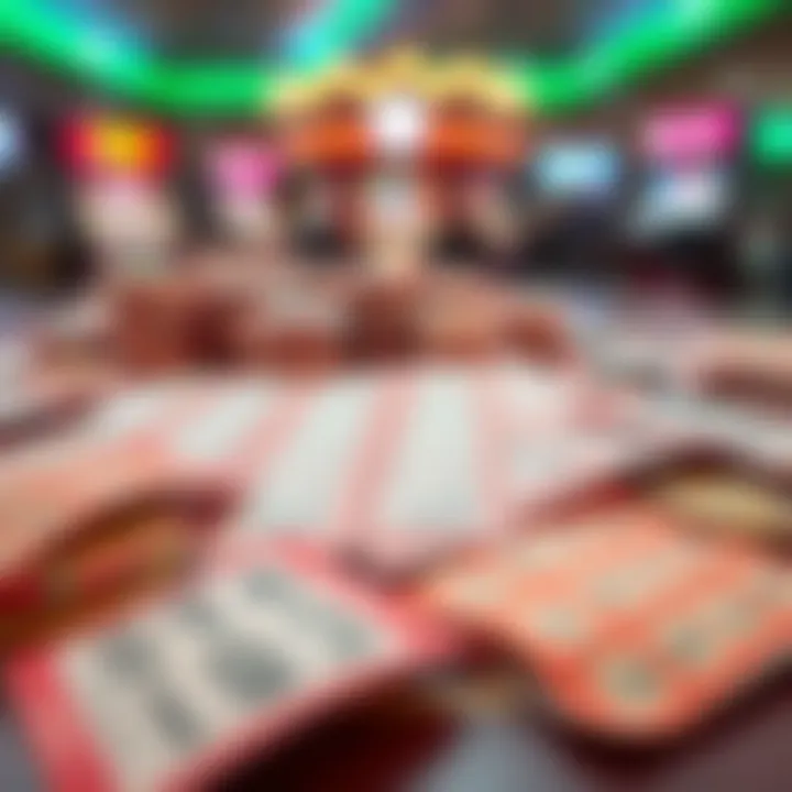 Diverse Lottery Tickets A visual representation of lottery tickets spread out on a table