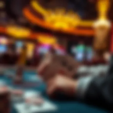 Modern Poker Gameplay An artistic representation of a poker hand in play at a modern casino