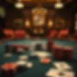 Historical Poker Setting A vintage poker table showcasing various chips and cards