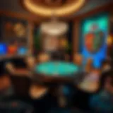 Luxurious home gaming setup featuring a poker table and stylish decor