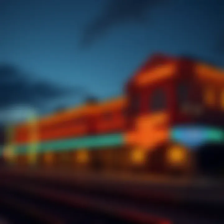 Historic railroad station with casino facade