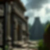 Ancient Mayan ruins with intricate carvings