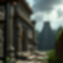 Ancient Mayan ruins with intricate carvings