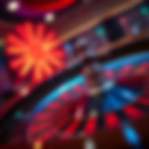 A vibrant roulette wheel spinning in motion