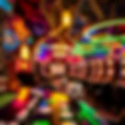 Vibrant rock-themed casino interior showcasing guitar motifs and neon lights
