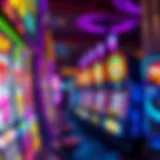 Vibrant Slot Machine in Las Vegas A vibrant slot machine in Las Vegas, showcasing bright lights and colorful graphics