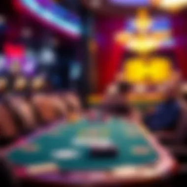 A serene environment showcasing a poker table set for fun play